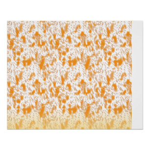Textile pattern featuring a vibrant orange and gol poster