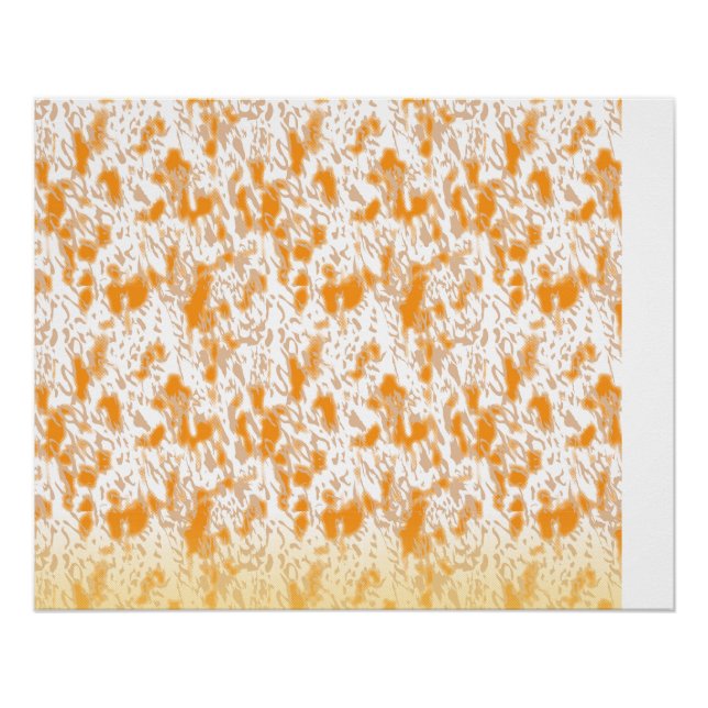 Textile pattern featuring a vibrant orange and gol poster (Front)