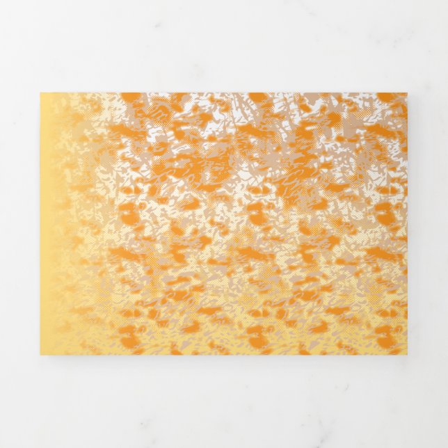 Textile pattern featuring a vibrant orange and gol Tri-Fold card (Cover)