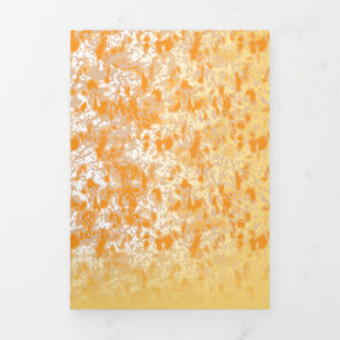 Textile pattern featuring a vibrant orange and gol Tri-Fold holiday card