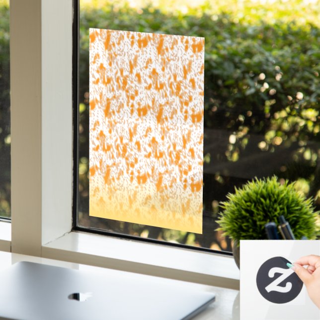 Textile pattern featuring a vibrant orange and gol window cling (Office)