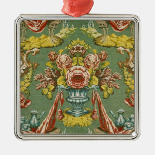 Textile with a repeating floral motif metal tree decoration