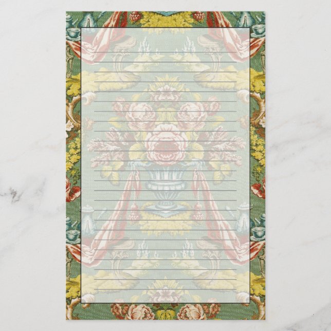 Textile with a repeating floral motif stationery (Front)