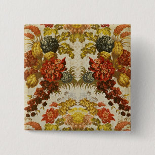 Textile with a repeating floral pattern 15 cm square badge