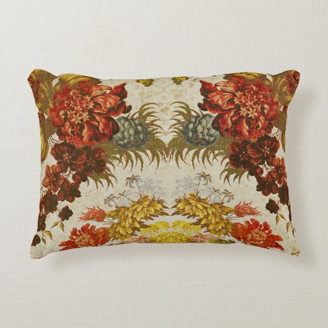 Textile with a repeating floral pattern decorative cushion (Front)