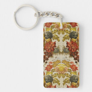 Textile with a repeating floral pattern key ring