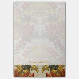 Textile with a repeating floral pattern post-it notes
