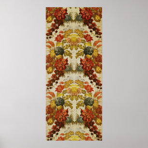 Textile with a repeating floral pattern poster