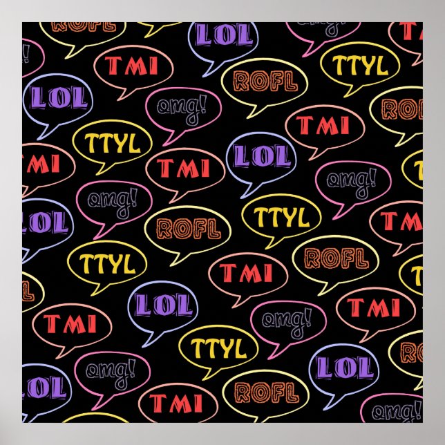 Texting Abbreviations Bright Design Poster (Front)