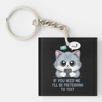 Texting Cat  Key Ring