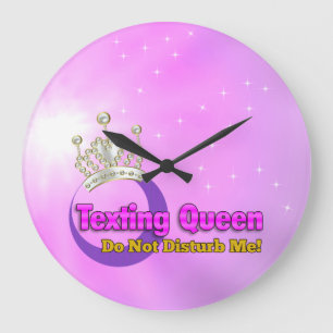 Texting Queen Round Large Clock