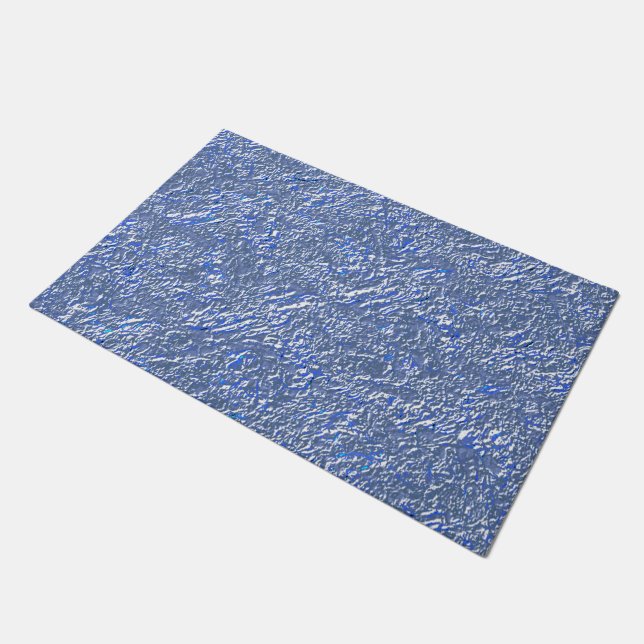 Textura rústica azul e efeito prateado doormat (Angled)