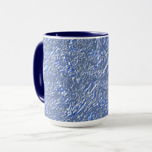 Textura rústica azul e efeito prateado mug