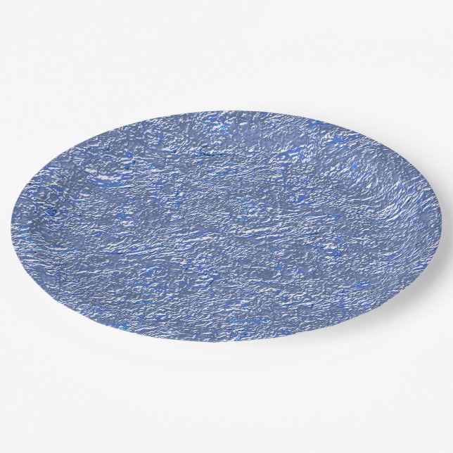 Textura rústica azul e efeito prateado paper plate (Angled)