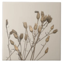 Textural Treasures of Winter on a Ceramic Tile - C