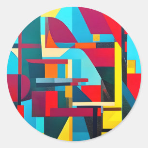 Texture Abstract Geometric Shapes Classic Round Sticker