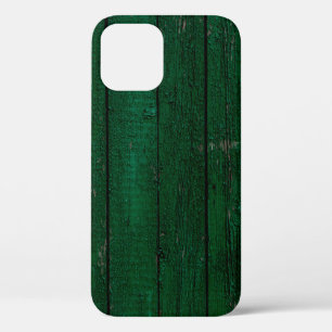 Texture and background old wood painted green pain iPhone 12 case