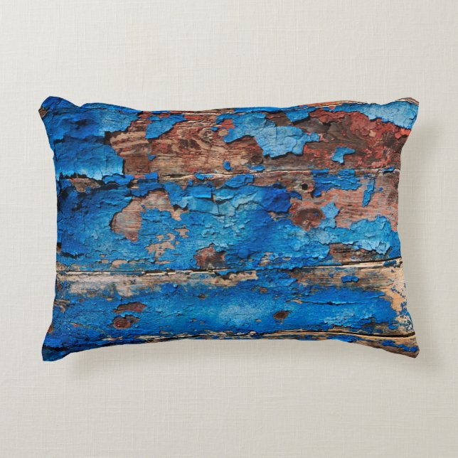 Texture background blue wood decorative cushion (Front)