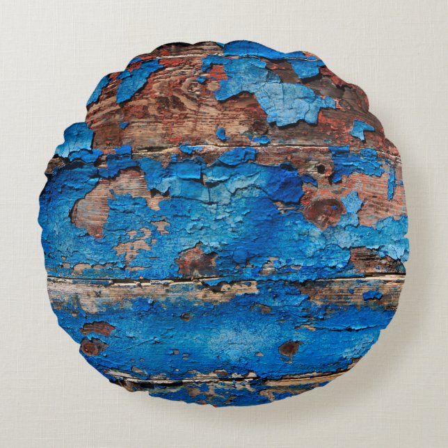 Texture background blue wood round cushion (Front)