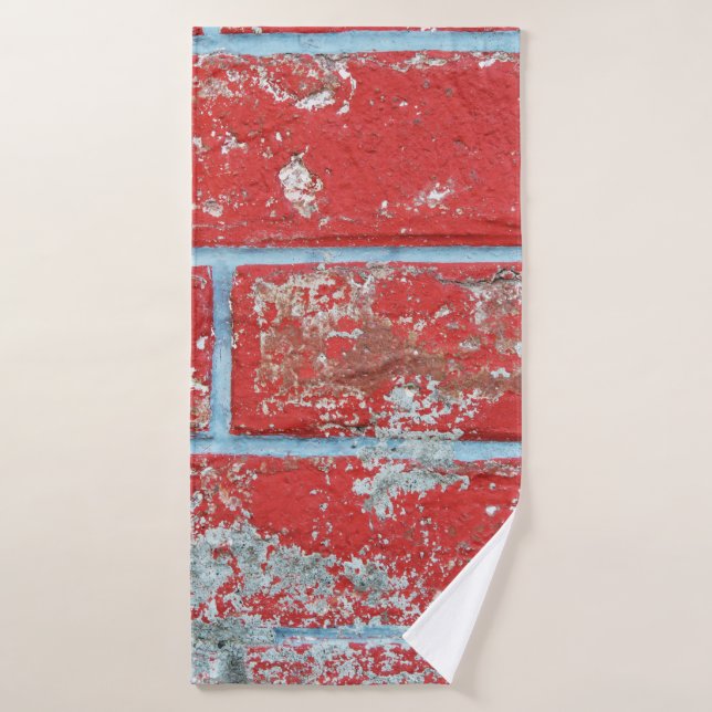 Texture background surface wallpaper red blue bric bath towel (Bath Towel)