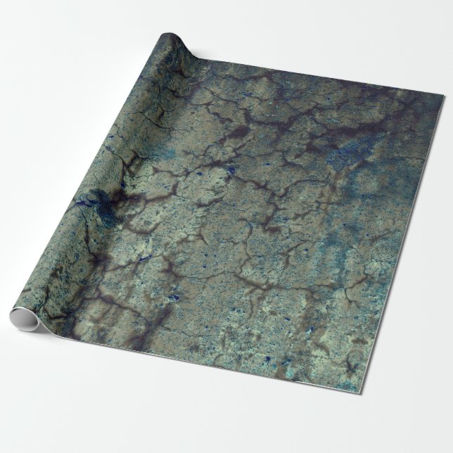 Texture Blue Brown Vintage Grunge Decoupage Wrapping Paper (Unrolled)
