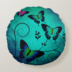 Texture butterflies background round cushion