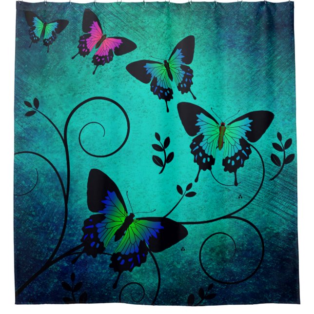 Texture butterflies background shower curtain (Front)
