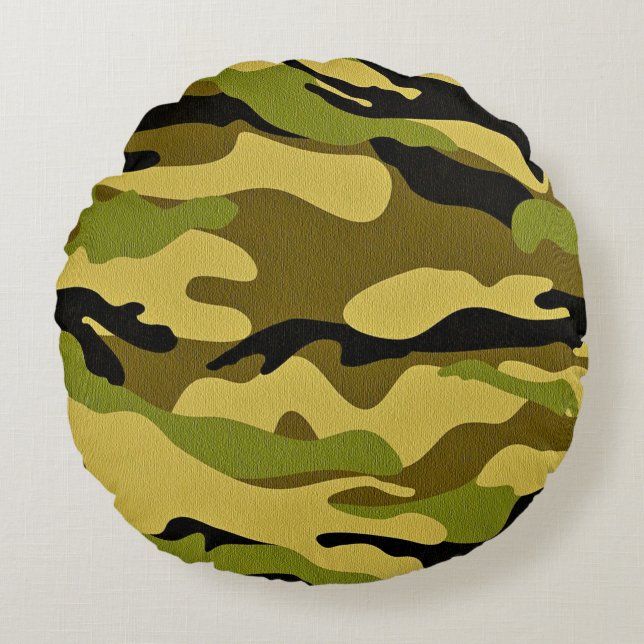 Texture camouflage soldier surface round cushion (Front)