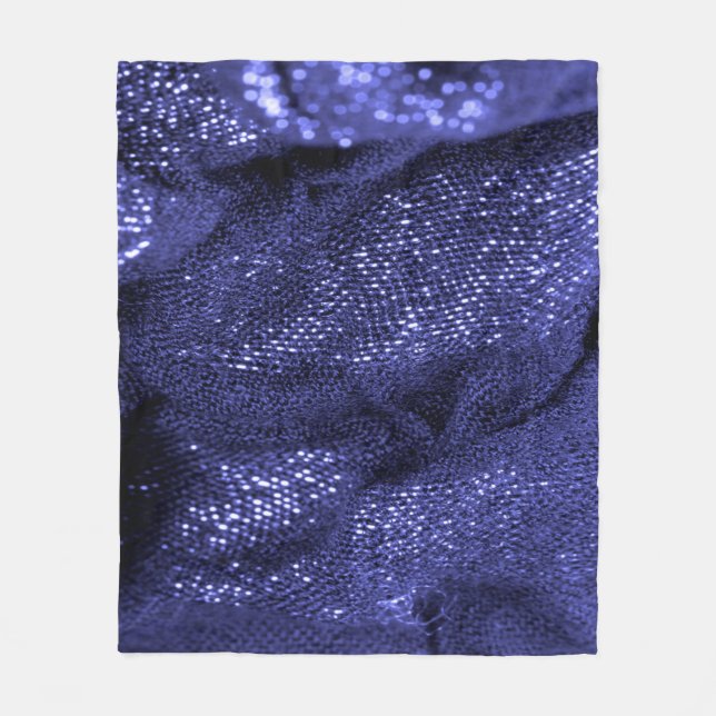 Texture. Dark blue fabric. Decorative background f Fleece Blanket (Front)