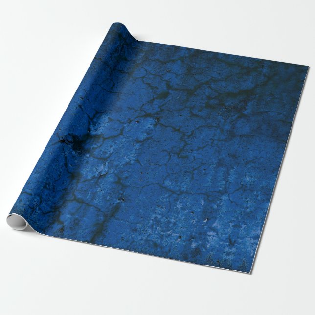 Texture Dark Blue Rustic Vintage Grunge Wrapping Paper (Unrolled)