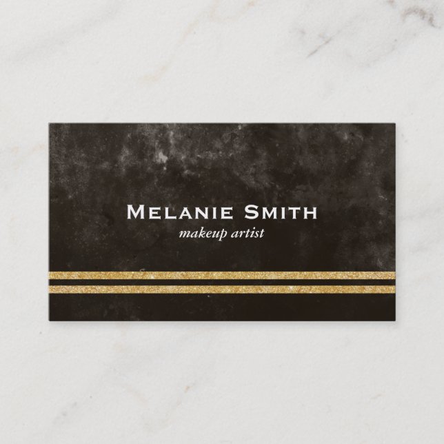 Texture / Deep Brown  / Double Gold Bars Business Card (Front)