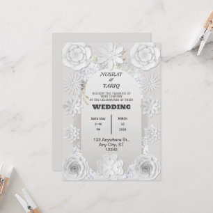 Texture Floral Nikah Islamic Wedding Invitation