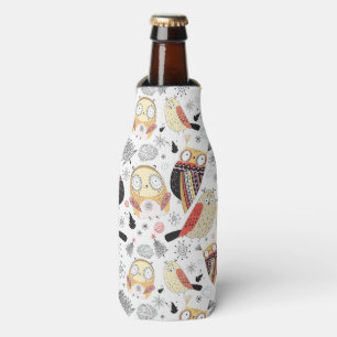 Texture funny owl bottle cooler