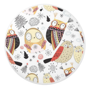 Texture funny owl ceramic knob