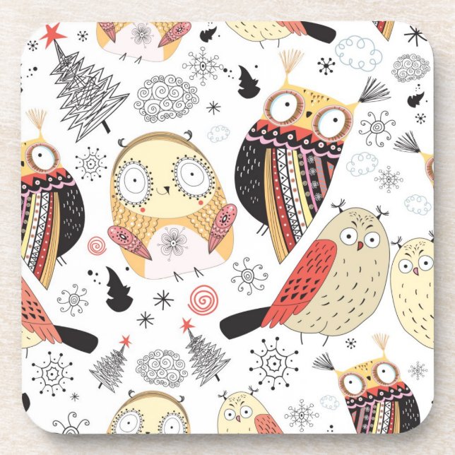 Texture funny owl coaster (Front)