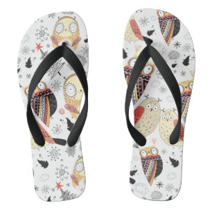 Texture funny owl flip flops