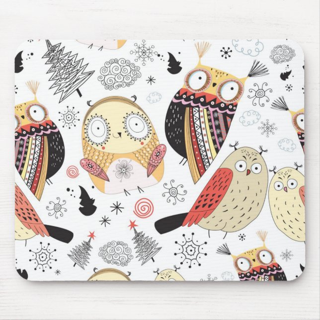 Texture funny owl mouse mat (Front)