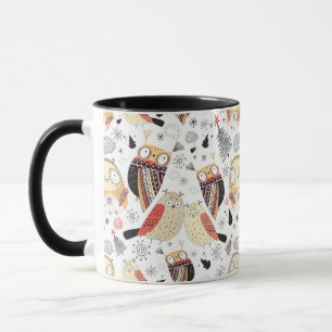 Texture funny owl mug