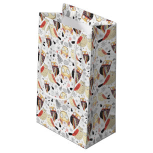 Texture funny owl small gift bag