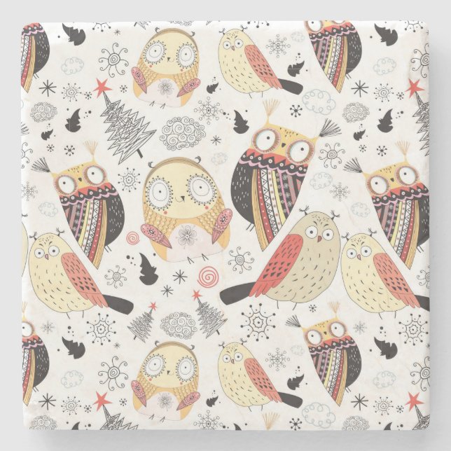 Texture funny owl stone coaster (Front)
