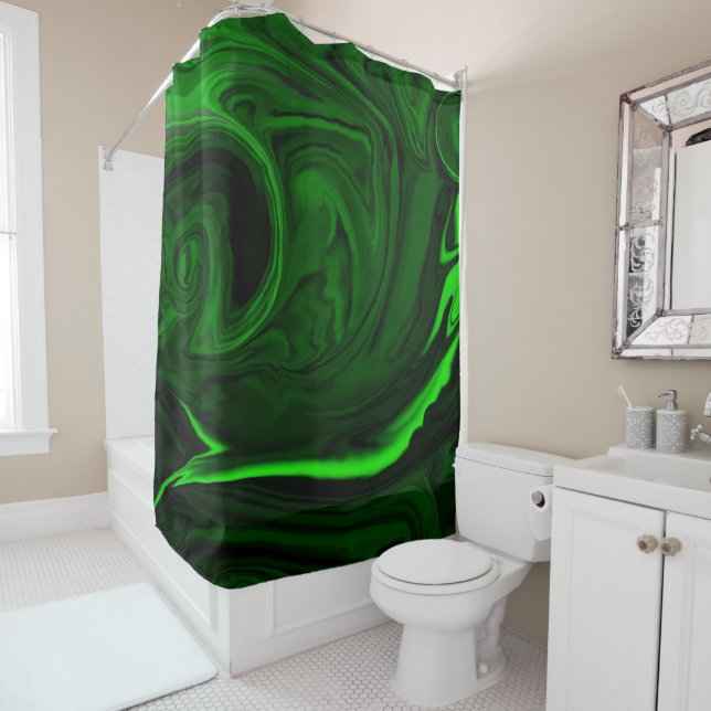texture green malachite shower curtain (In Situ)