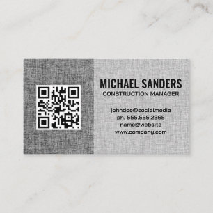 Texture Grey Fabric QR Code Business Card