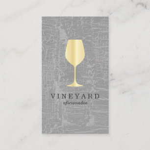 Texture Grey with Gold Wine Glass Business Card