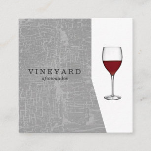 Texture Grey with Wine Glass Square Business Card