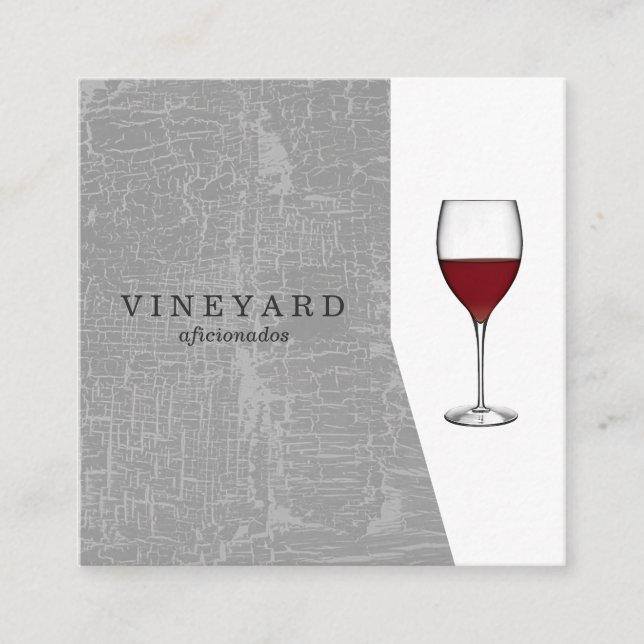 Texture Grey with Wine Glass Square Business Card (Front)