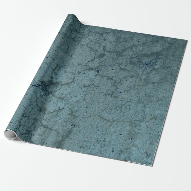 Texture Grunge Teal Blue Vintage Decoupage Wrapping Paper (Unrolled)