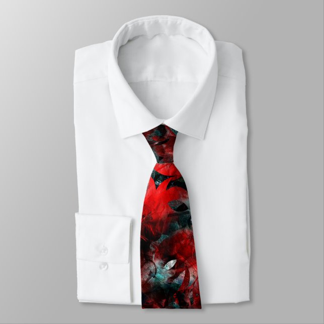 Texture in showy spoiled red leaves fallen on ash tie (Tied)