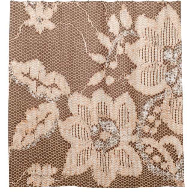 Texture lace fabric. lace on white background stud shower curtain (Front)