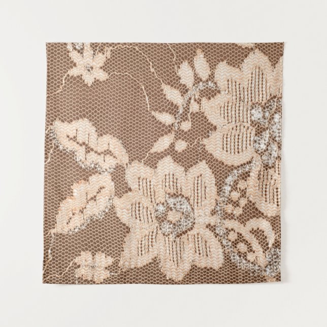 Texture lace fabric. lace on white background stud tapestry (Front)