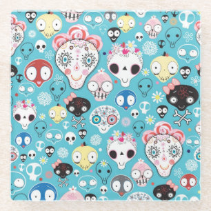 Texture laughing skull glass coaster
